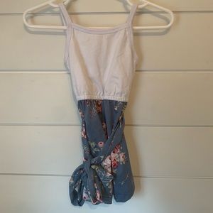 White and blue floral romper